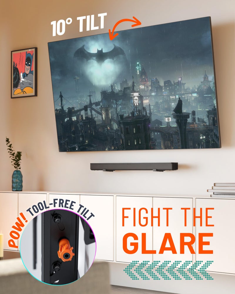 ECHOGEAR Wall Mount TV Bracket for TVs Up to 90" - Low Profile Design Tilts to Eliminate Glare - Includes Drilling Template & Can Be Leveled After Install - UL Listed for Safety - Image 3